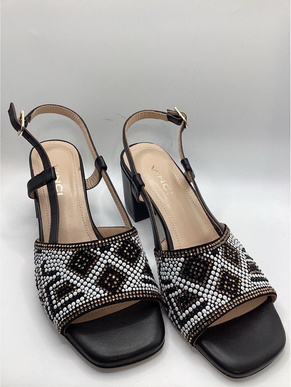 Vinci The Nampula Black Leather Women Slingback Sandal
